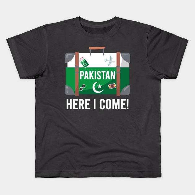 Pakistan here I come. Pakistani flag travel design Kids T-Shirt by alltheprints